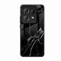 Black Marble Patter Glass Case Cover For Motorola Edge 50 Pro