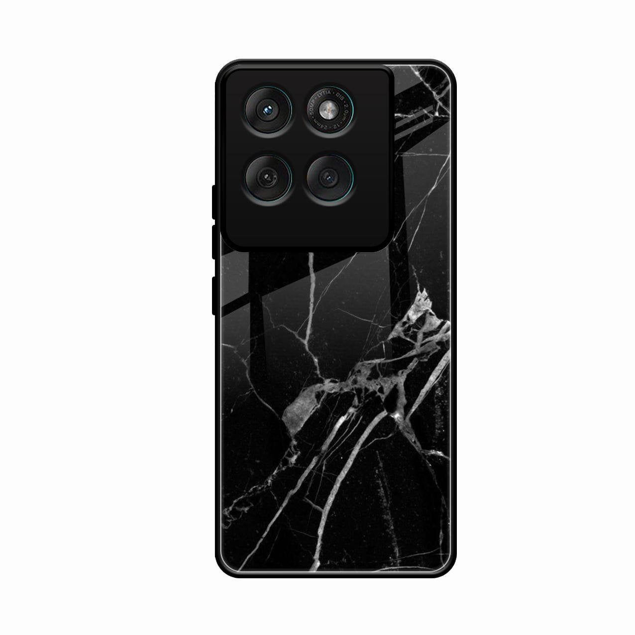 Black Marble Patter Glass Case Cover For Motorola Edge 60 Pro 5G