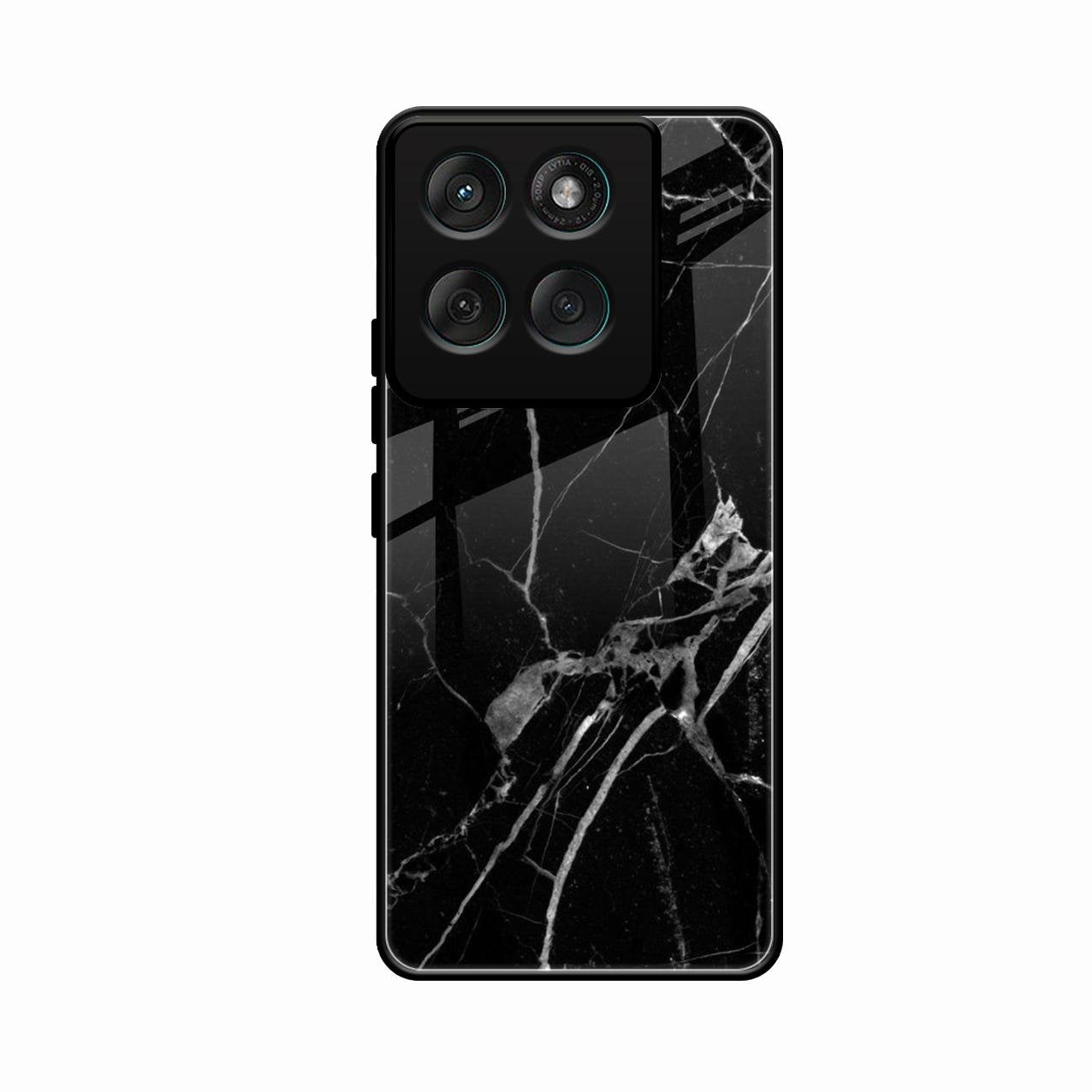 Black Marble Patter Glass Case Cover For Motorola G67 Power 5G