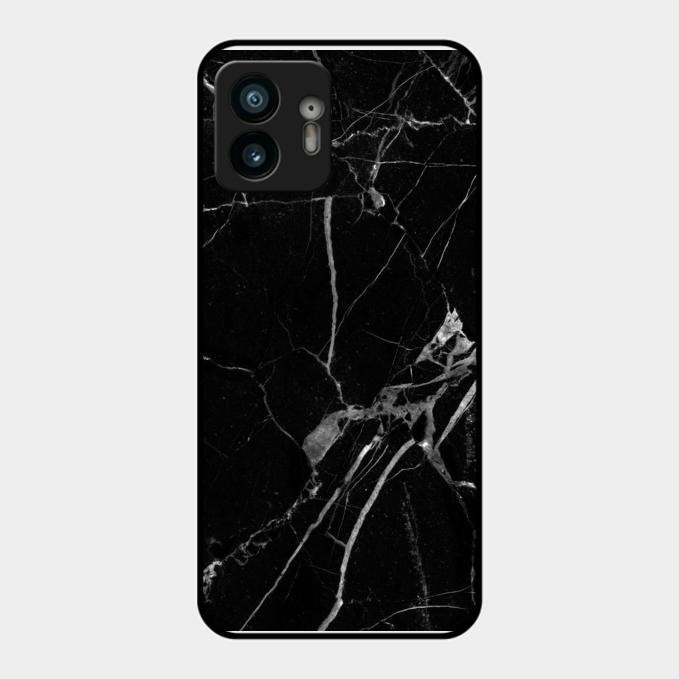 Black Marble Patter Glass Case Cover For Nothing Phone 2