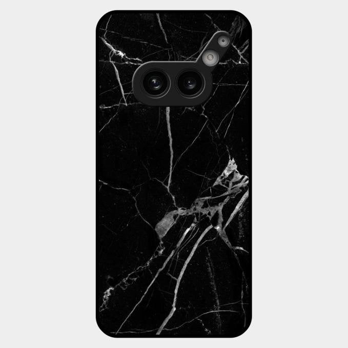 Black Marble Patter Glass Case Cover For Nothing Phone 2A Plus