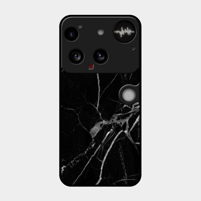 Black Marble Patter Glass Case Cover For Nothing Phone 3 5G