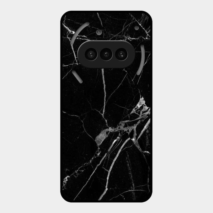 Black Marble Patter Glass Case Cover For Nothing Phone 3A 5G