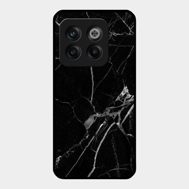Black Marble Patter Glass Case Cover For Oneplus 10T 5G