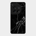 Black Marble Patter Glass Case Cover For Oneplus 12 5G