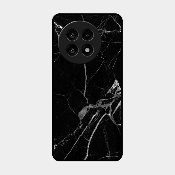 Black Marble Patter Glass Case Cover For Oneplus 13R 5G