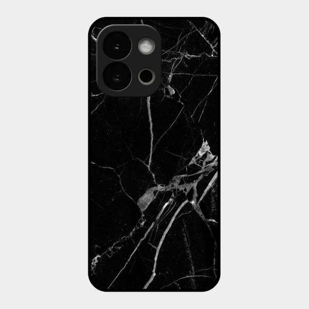 Black Marble Patter Glass Case Cover For Oneplus 13S 5G