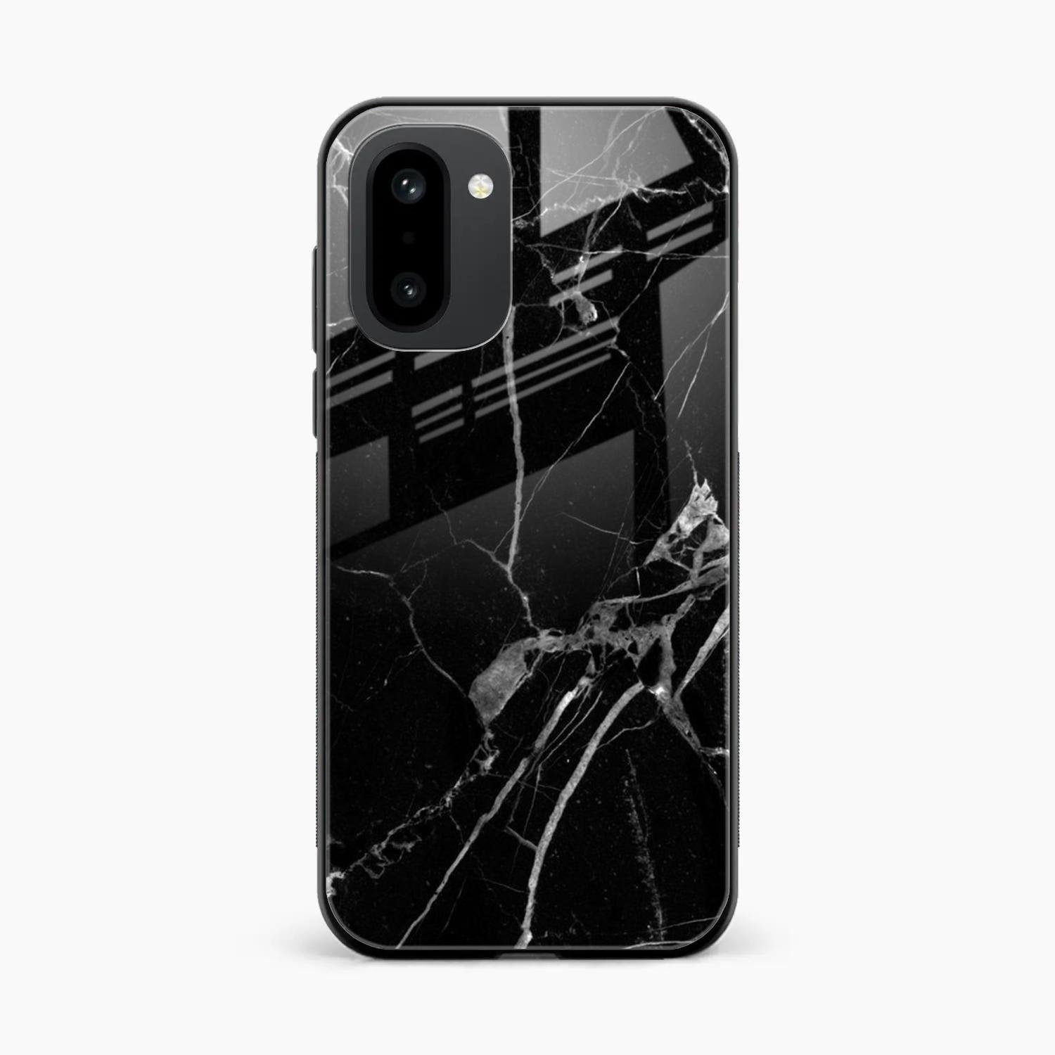 Black Marble Patter Glass Case Cover For OnePlus 15R 5G
