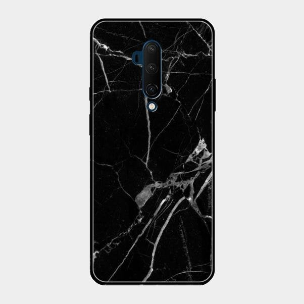 Black Marble Patter Glass Case Cover For Oneplus 7T Pro