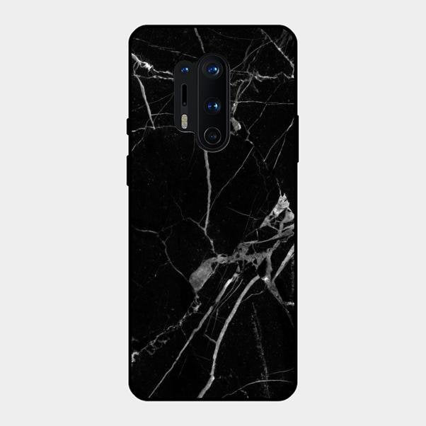 Black Marble Patter Glass Case Cover For Oneplus 8 Pro