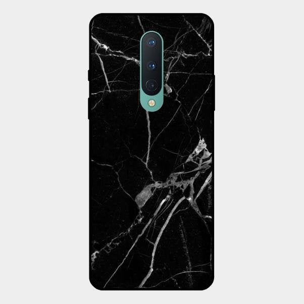 Black Marble Patter Glass Case Cover For Oneplus 8