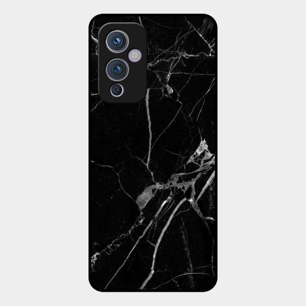Black Marble Patter Glass Case Cover For Oneplus 9 5G