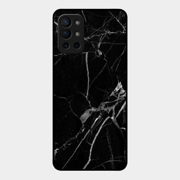Black Marble Patter Glass Case Cover For Oneplus 9R 5G