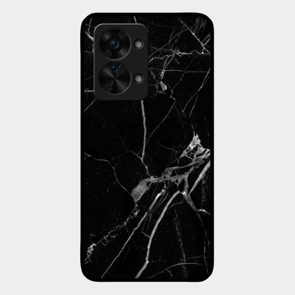 Black Marble Patter Glass Case Cover For Oneplus Nord 2T 5G
