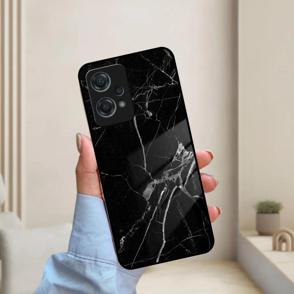 Black Marble Patter Glass Case Cover For OnePlus