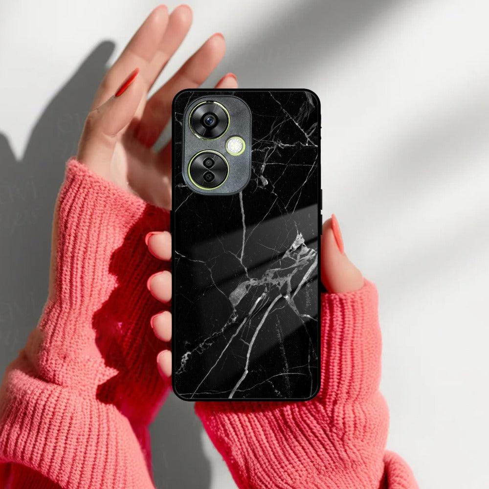 Black Marble Patter Glass Case Cover For OnePlus