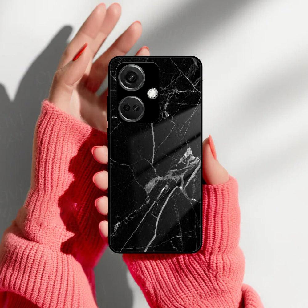 Black Marble Patter Glass Case Cover For OnePlus