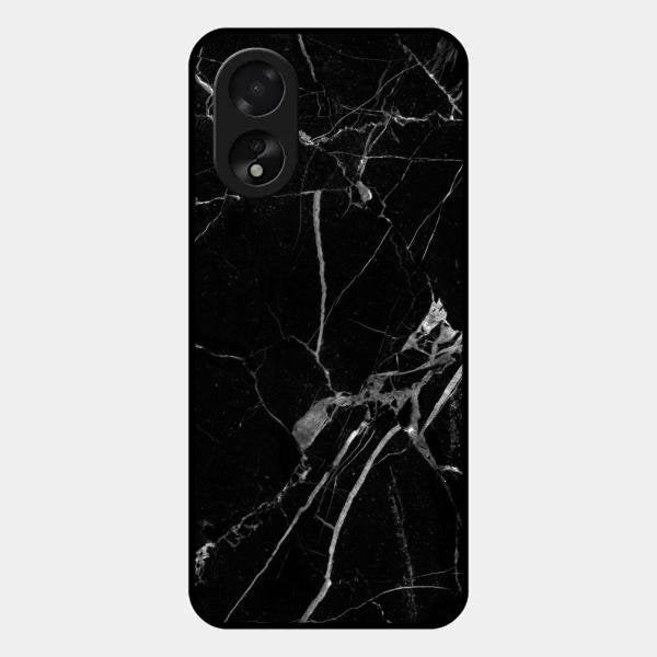 Black Marble Patter Glass Case Cover For Oppo A38