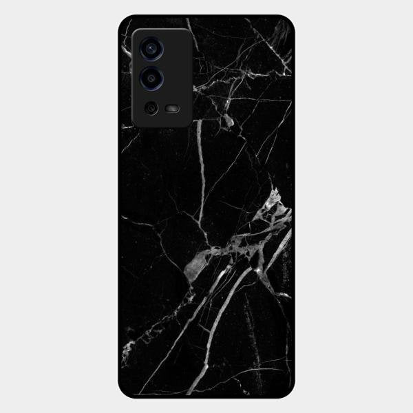 Black Marble Patter Glass Case Cover For Oppo A55