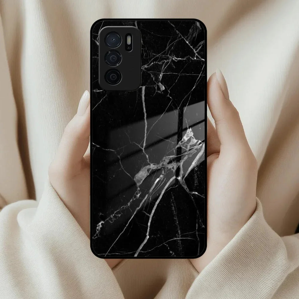 Black Marble Patter Glass Case Cover For Oppo - ShopOnCliQ