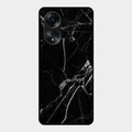 Black Marble Patter Glass Case Cover For Oppo A58