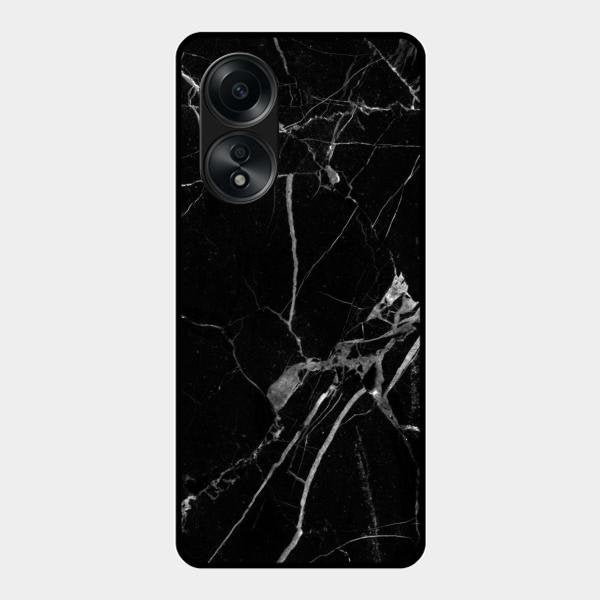Black Marble Patter Glass Case Cover For Oppo A58