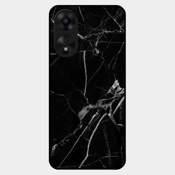 Black Marble Patter Glass Case Cover For Oppo A78 5G