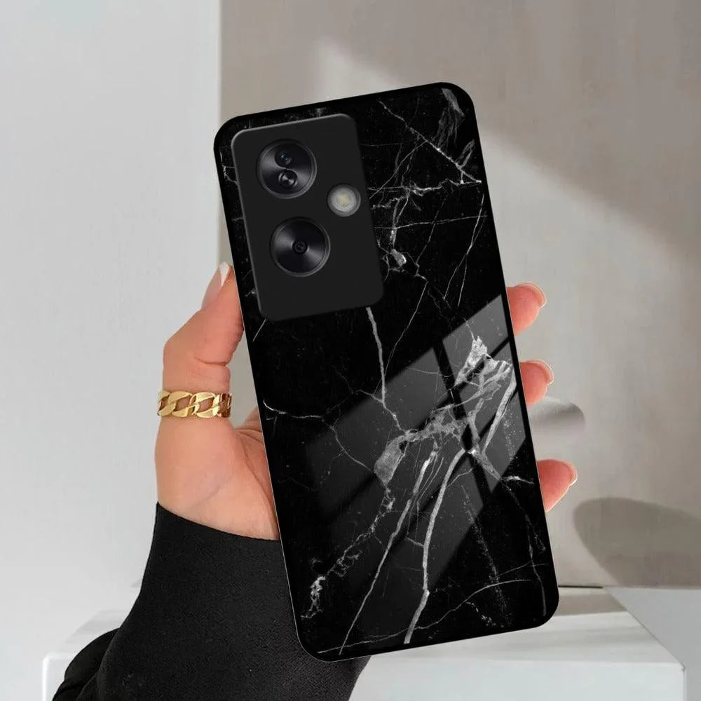 Black Marble Patter Glass Case Cover For Oppo - ShopOnCliQ