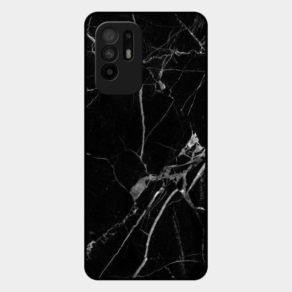 Black Marble Patter Glass Case Cover For Oppo F19 Pro Plus 5G