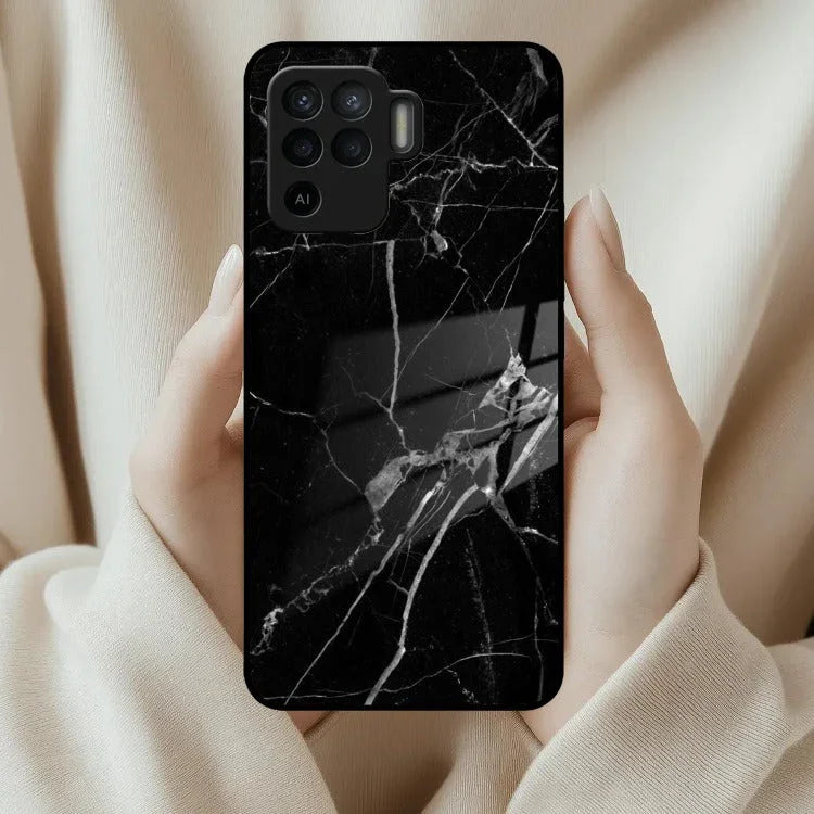 Black Marble Patter Glass Case Cover For Oppo - ShopOnCliQ