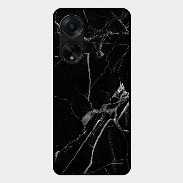 Black Marble Patter Glass Case Cover For Oppo F23 5G
