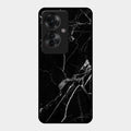 Black Marble Patter Glass Case Cover For Oppo F25 Pro 5G