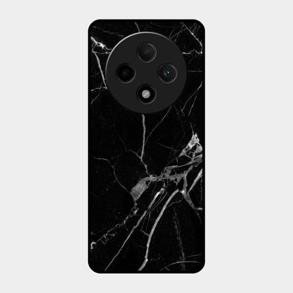 Black Marble Patter Glass Case Cover For Oppo F27 Pro Plus 5G