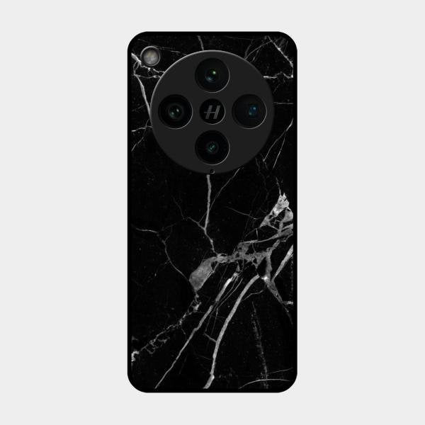 Black Marble Patter Glass Case Cover For Oppo Find X8 Pro 5G
