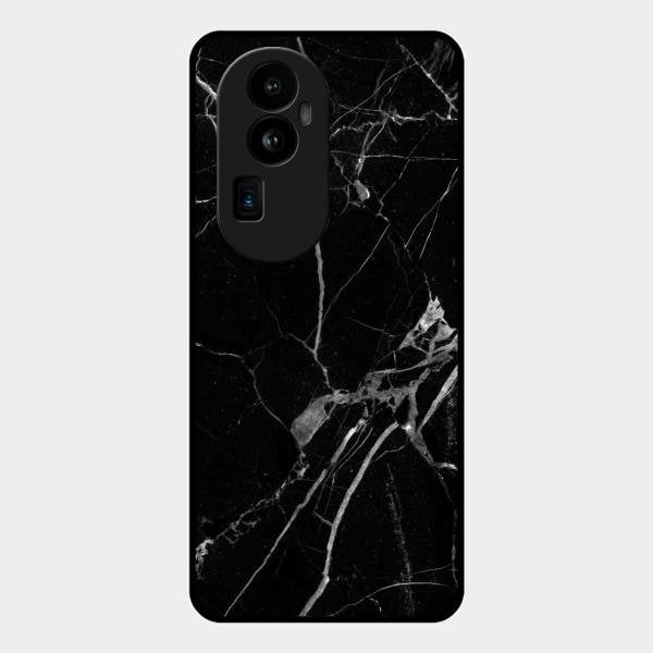 Black Marble Patter Glass Case Cover For Oppo Reno 10 Pro Plus 5G