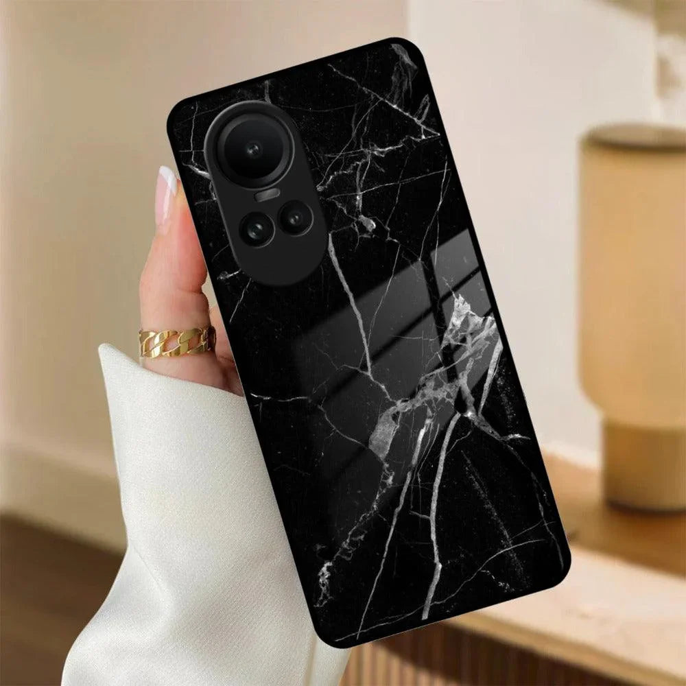 Black Marble Patter Glass Case Cover For Oppo - ShopOnCliQ