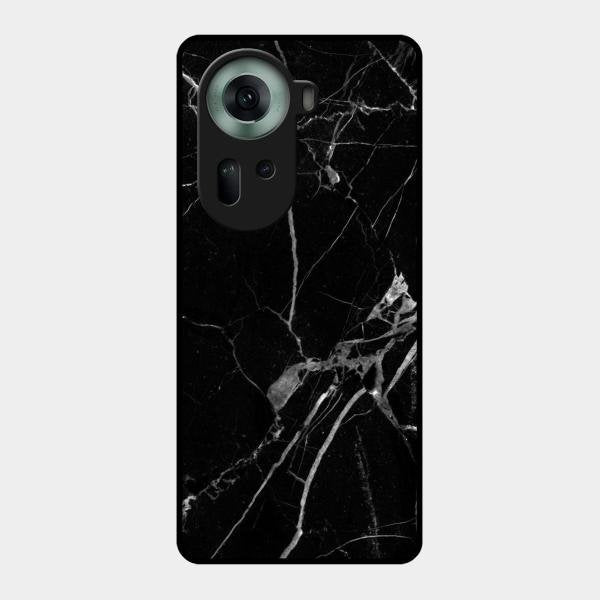Black Marble Patter Glass Case Cover For Oppo Reno 11 5G