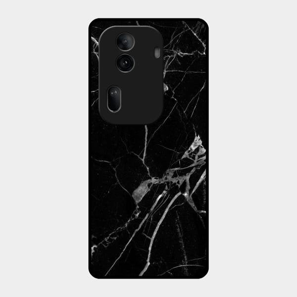 Black Marble Patter Glass Case Cover For Oppo Reno 11 Pro 5G