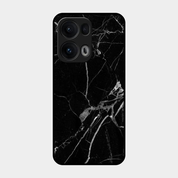Black Marble Patter Glass Case Cover For Oppo Reno 13 Pro 5G