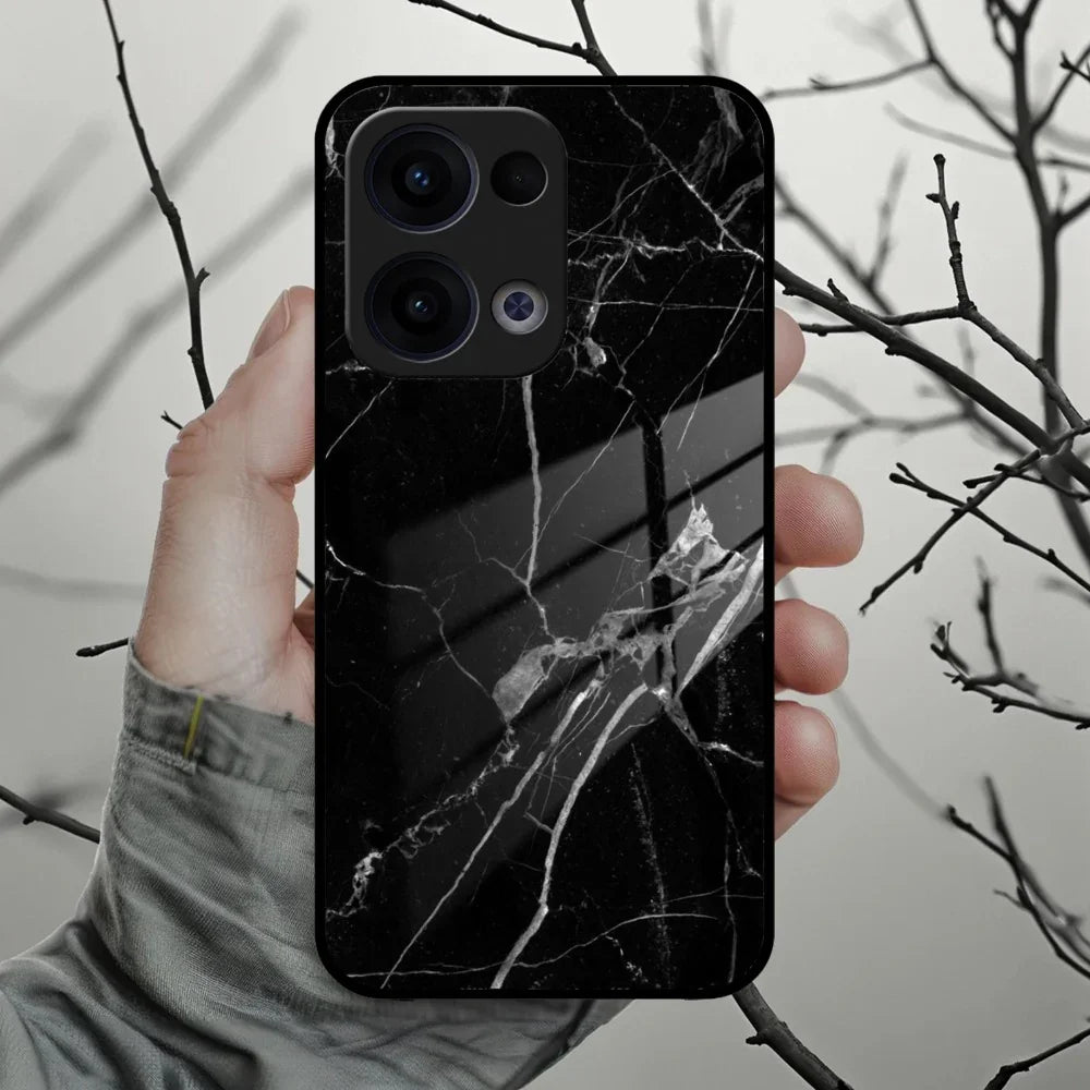 Black Marble Patter Glass Case Cover For Oppo - ShopOnCliQ