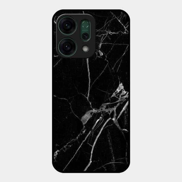 Black Marble Patter Glass Case Cover For Oppo Reno 14 5G