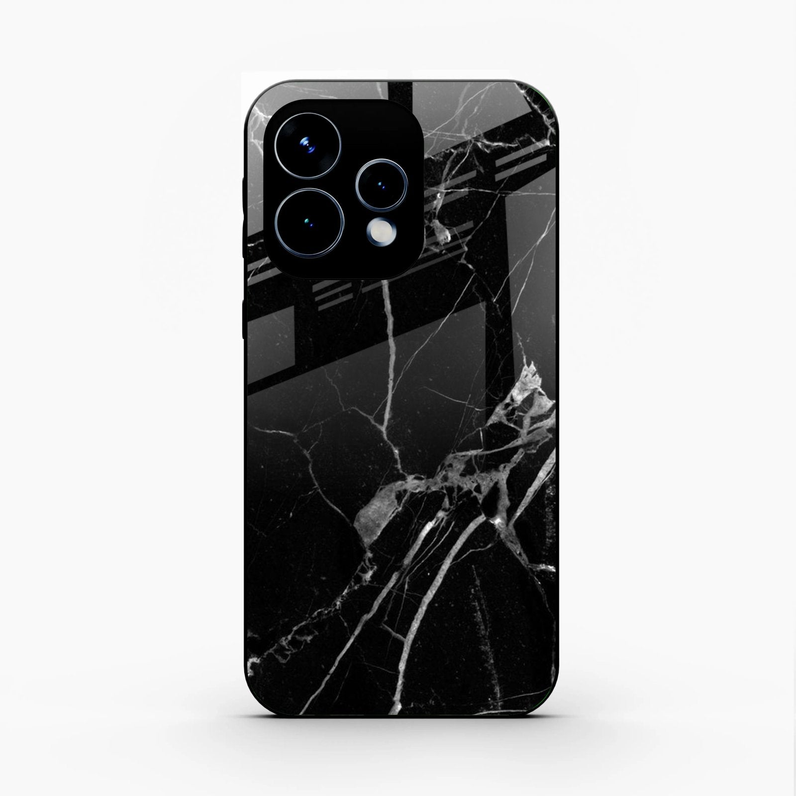 Black Marble Patter Glass Case Cover For Oppo Reno 15 5G