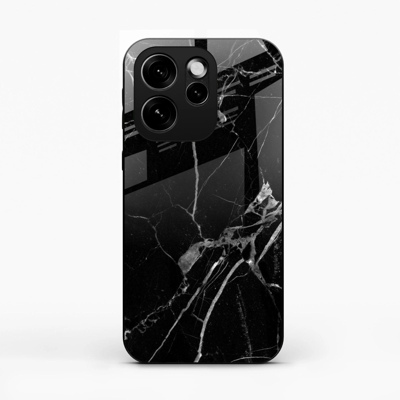 Black Marble Patter Glass Case Cover For Oppo Reno 15C 5G