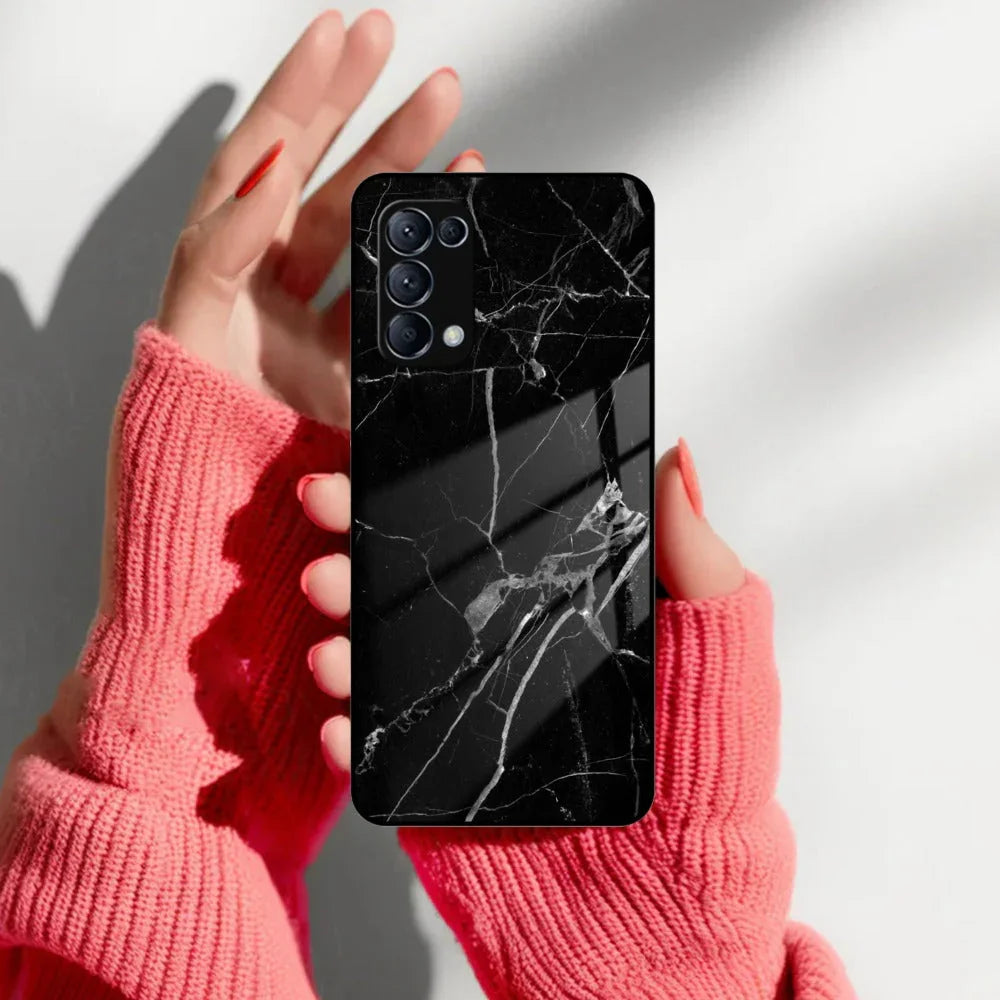 Black Marble Patter Glass Case Cover For Oppo - ShopOnCliQ