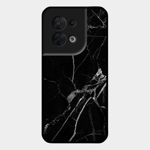 Black Marble Patter Glass Case Cover For Oppo Reno 8 5G