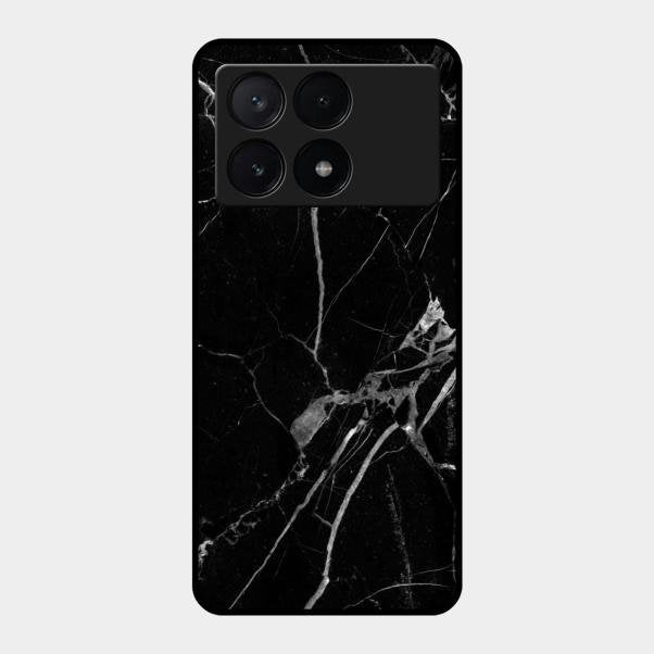Black Marble Patter Glass Case Cover For Poco X6 Pro 5G