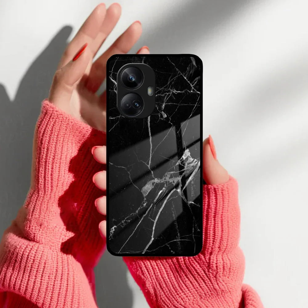 Black Marble Patter Glass Case Cover For Realme/Narzo - ShopOnCliQ