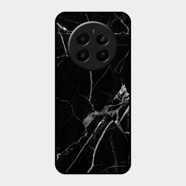 Black Marble Patter Glass Case Cover For Realme 12 Plus 5G