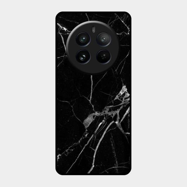 Black Marble Patter Glass Case Cover For Realme 12 Pro 5G