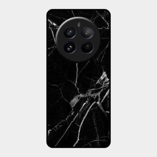 Black Marble Patter Glass Case Cover For Realme 12 Pro Plus 5G